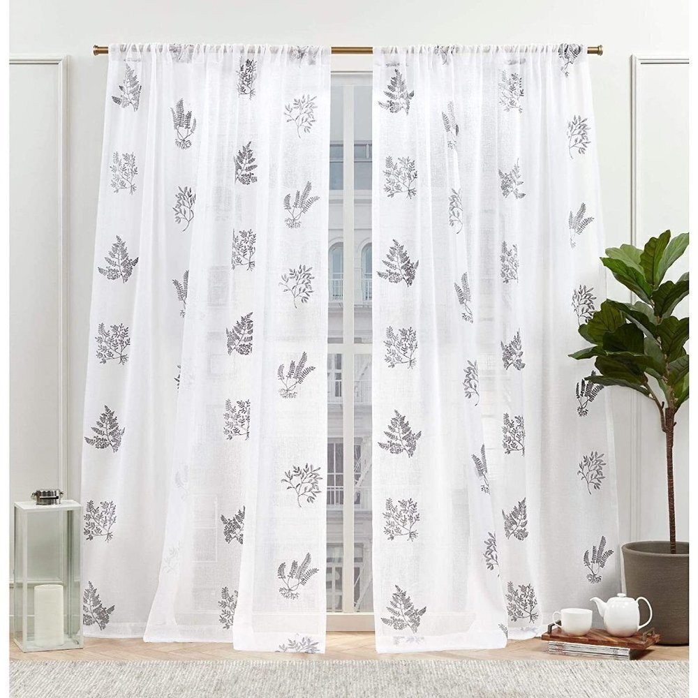 Nicole Miller New York Mabel Sheer‎ Rod Pocket Curtain Panels 54"x108" Set of 2